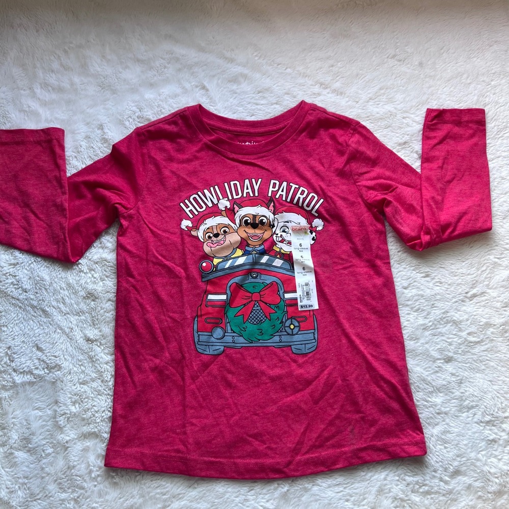 Jumping Beans Paw Patrol Red Christmas Howliday Patrol Long Sleeve Tee Boys 6